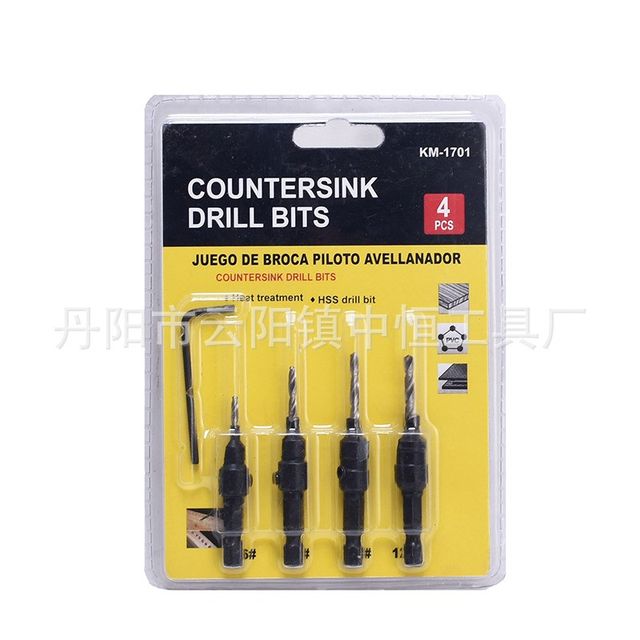 4/5pc hexagonal handle single blade woodworking countersink drill bit chamfered drill woodworking hole opener W drill countersink drill set