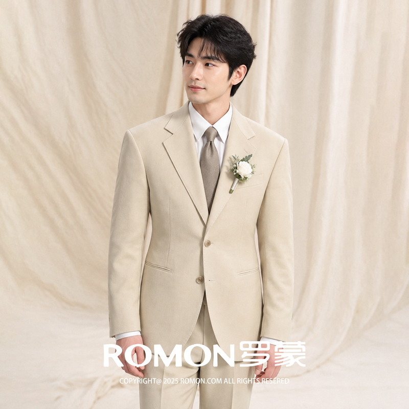 Romon Men's Suit Set, High-End Business Attire, Formal Wear for Groomsmen, Wedding Suit Jacket