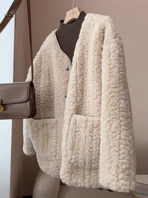 Fat m Plus Size 150kg Furry Cardigan Jacket for Women, Autumn and Winter, Loose Fit, High-End Feel, Fur Integrated, Versatile Plush Jacket