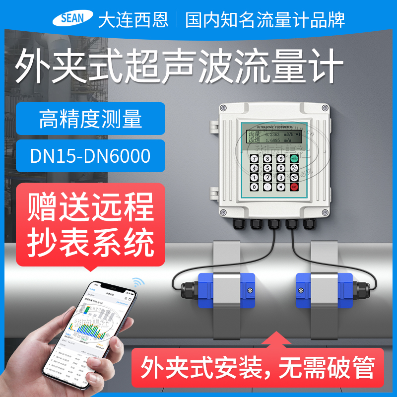 Wall-mounted external clip-on ultrasonic flowmeter, RS485 communication, matching TM-1 sensor, free energy consumption system