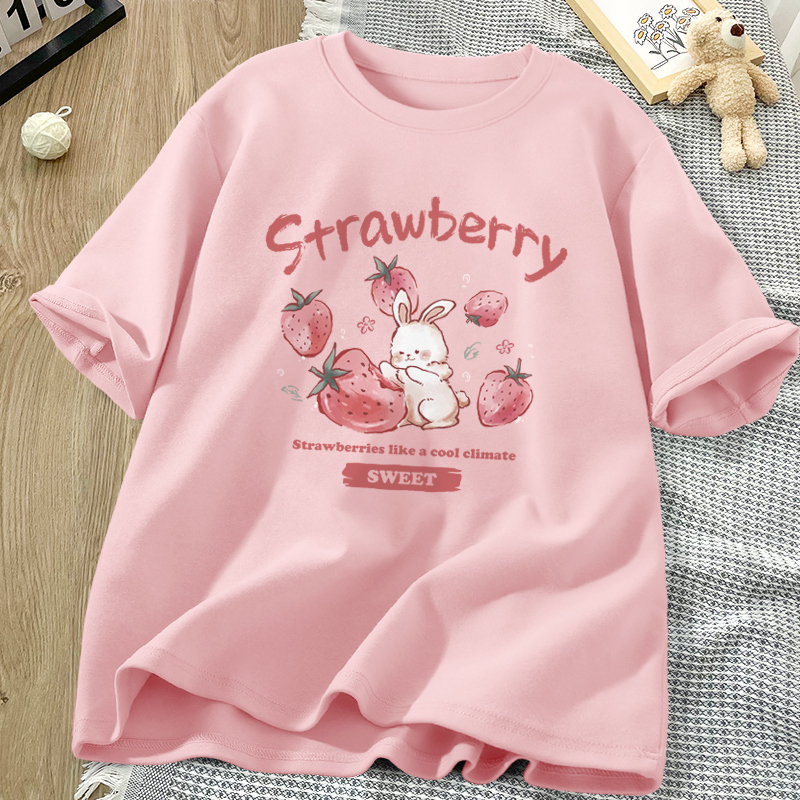 Loose Short-Sleeved T-Shirt for Women, Summer 2026 New Style, Sweet and Spicy Design, Pure Cotton Pink T-Shirt, Summer Women's Clothing