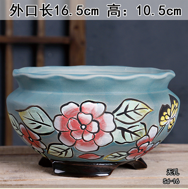 Refers to ceramic flower POTS, large diameter bowl LianHe flowerpot hand - made home hydroponic water to raise extra large money plant pot