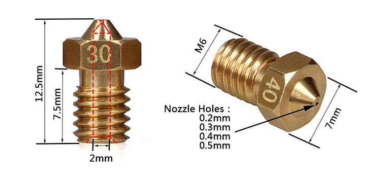 Phụ kiện đầu phun máy in 3D Le Jie Đầu in máy đùn đầu phun E3D V6 0,2 0,3 0,4 0,5 - Phụ kiện máy in