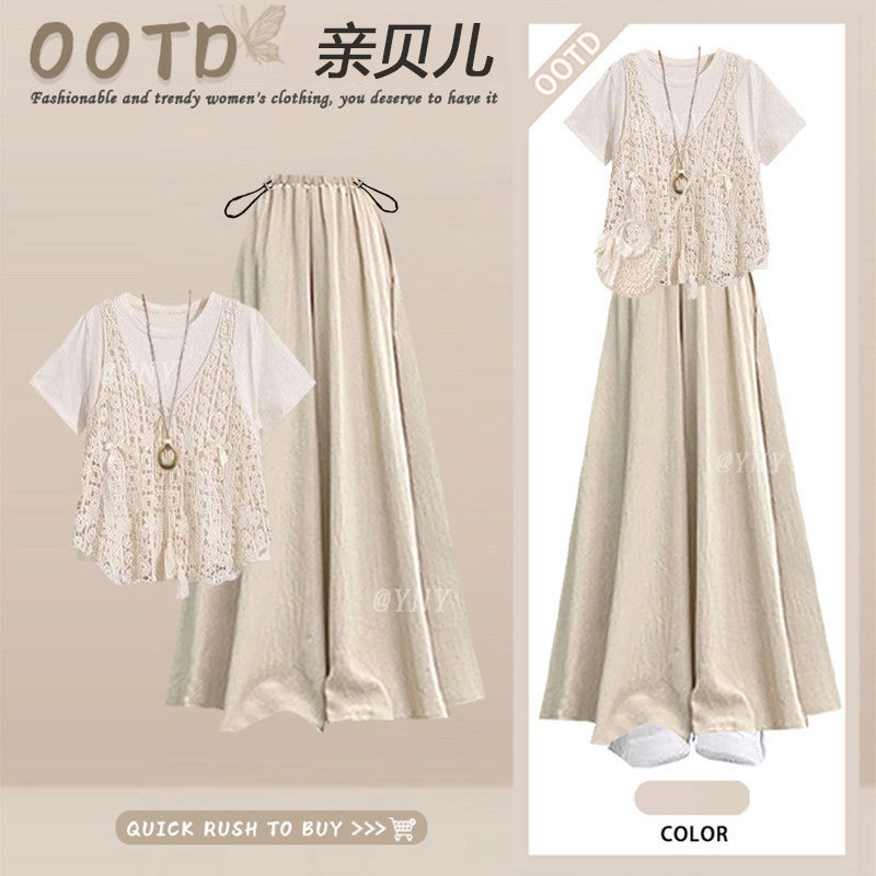 Maternity Summer Fashion Set, Stylish and Trendy Korean Style Loose Fit for Plus-Size and Petite Women, Top and Skirt Pants Two-Piece Set for Pregnancy Maternity Summer Fashion Set, Stylish and Trendy Korean Style Loose Fit for Plus-Size and Petite Women, Top and Skirt Pants Two-Piece Set for Pregnancy