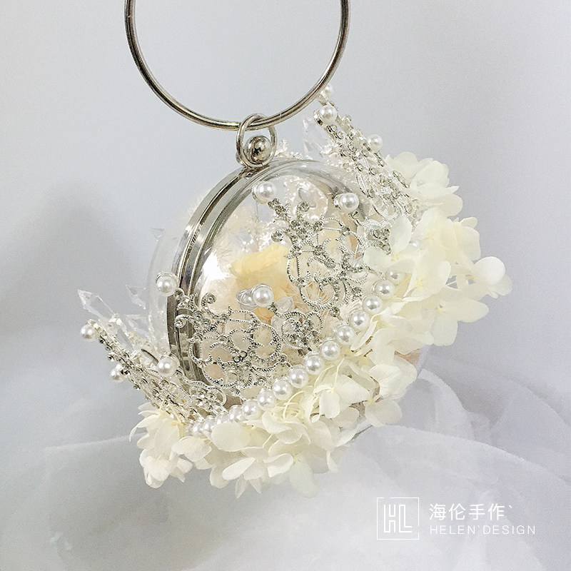 Hand touted bridal wedding wedding custom hand carried flower Han style glass ball perpetual raw flower rose portable hand holding flowers