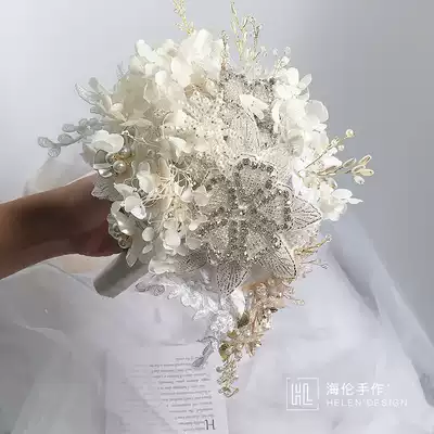 High-end wedding planner Hollow Bride Marriage Korean-style Eternal Flower Drops-shaped Rose bouquet Handmade