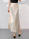 2026 New Style New Chinese Style French High-End Satin Acetate Skirt A-Line Fishtail Apricot Skirt for Women Summer