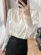 Lingze X19 Mumi Mulberry Silk Top 2026 Spring/Summer New Style Elegant V-Neck Silk White Shirt for Women