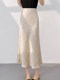 2026 New Style New Chinese Style French High-End Satin Acetate Skirt A-Line Fishtail Apricot Skirt for Women Summer