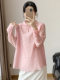 2026 New Spring and Summer New Chinese Style High-End Age-Reducing Silk Jacquard Pink Shirt for Women