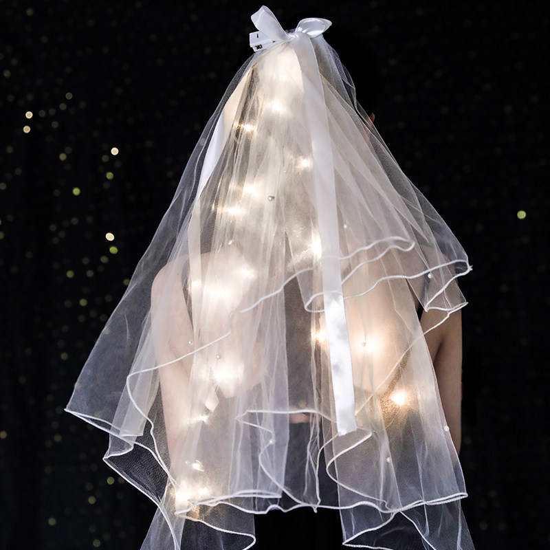 New luminous head decoration goose wool garnet red bridal head yarn luminous fluorescent hair hoop wedding wedding wedding photo props