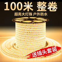 Light strip led light strip 100 meters decorative outdoor outdoor waterproof living room ceiling slot concealed three-color dimming light strip