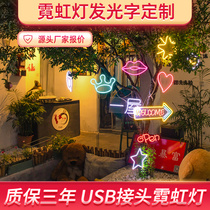Neon luminous word custom 5V light with led billboard bar decoration Battery box dormitory USB net red shape