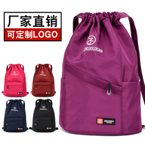 2022 Customizable Casual School Bag Large Capacity Draw Rope Bag Oxford Cloth Waterproof Double Shoulder Bag Women Bunch Pocket Backpack