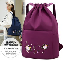 Customizable new printed bouquet pockets Draw Rope Double Shoulder Bag Woman Oxford Bub Large Capacity Casual Backpack Brief bag