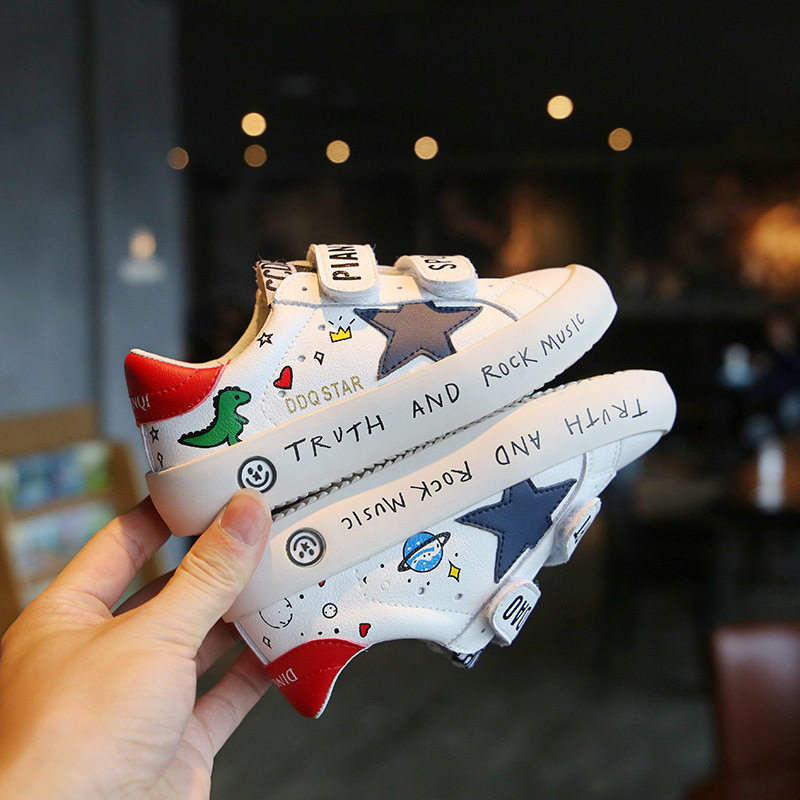 Girl Sneakers 2021 Spring Models New Children Shoes Spring Autumn Board Shoes Tide Cards Boy Stars 100 Hitch White Shoes