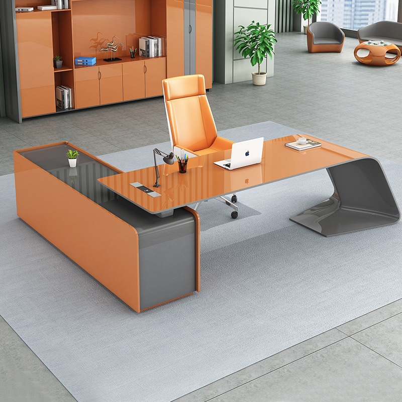 Painted boss table desk fashion modern president table executive desk orange single manager atmosphere table and chair combination