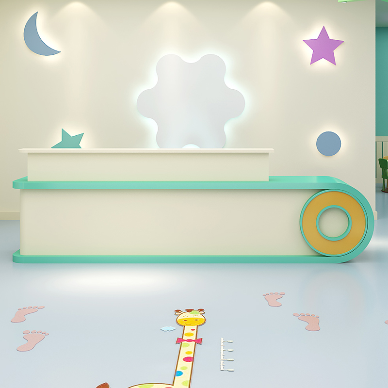 Kindergarten Roast Lacquer Front Desk Reception Desk Education Institution Training Course Early Education Center Art Bar Collection Silver Counter Custom