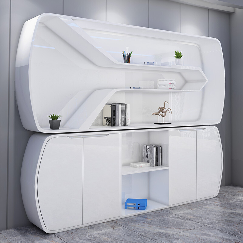 Baking Varnish Cabinet Information Cabinet Decoration Cabinet White Modern Boss Table Background Bookcase File Cabinet Containing Cabinet