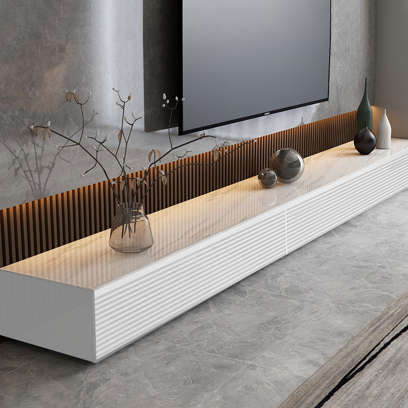 Slate TV cabinet coffee table combination solid wood TV cabinet living room fence platform modern minimalist Italian light luxury style