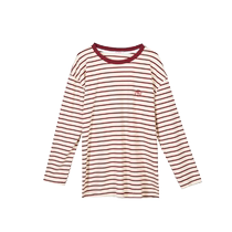 2024 Spring and Autumn Long Sleeve Nursing Bottoming Shirt Nursing Clothes Striped Large Size Side Opening Postpartum Nursing T-shirt Top