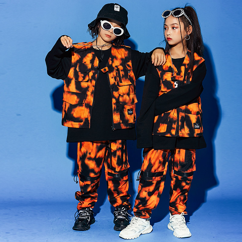 Children's tide clothes Wang Jiaer with the same children's hip-hop suit boys hip-hop hiphop costumes girls jazz dance