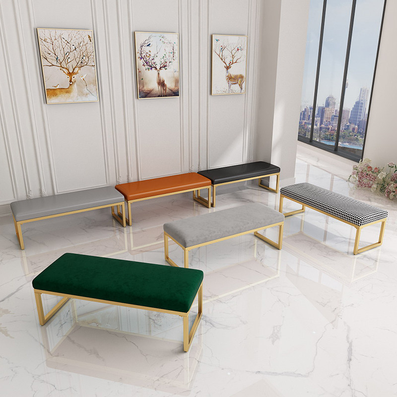 Iron art simple light luxury soft bag creative simple shoe stool shop rest stool Nordic net red fitting room bench