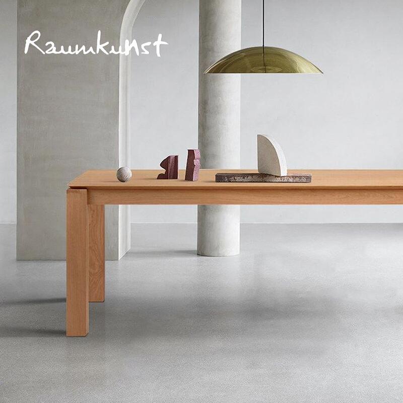 Imported Pure Solid Wood Dining Table, Minimalist White Oak Solid Wood Natural Color Pedestal Table, Large Family Workbench, Desk Imported Pure Solid Wood Dining Table, Minimalist White Oak Solid Wood Natural Color Pedestal Table, Large Family Workbench, Desk