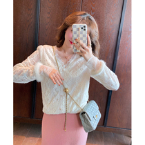 GA lace base shirt womens spring 2021 new shirt womens spring and autumn design niche early spring top