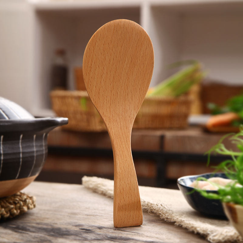 Manto-yaki Japanese-style wooden shovel household rice spoon Rice shovel paint-free solid wood large soup spoon for porridge spoon