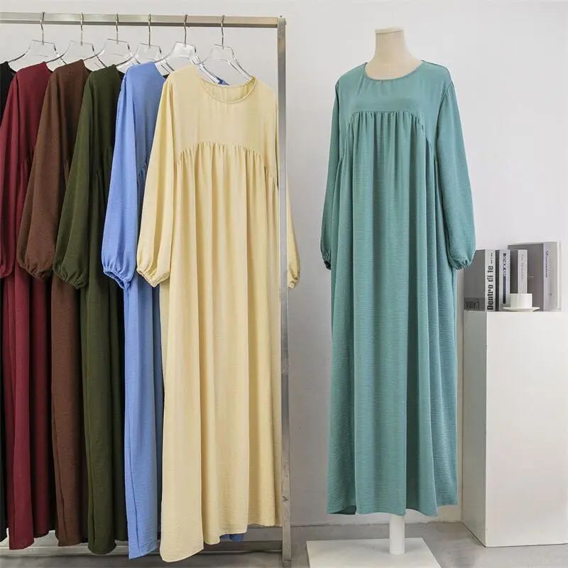 Solid Color Pullover Long Robe Skirt Loose Long-Sleeved Solid Color Pullover Robe Skirt Style