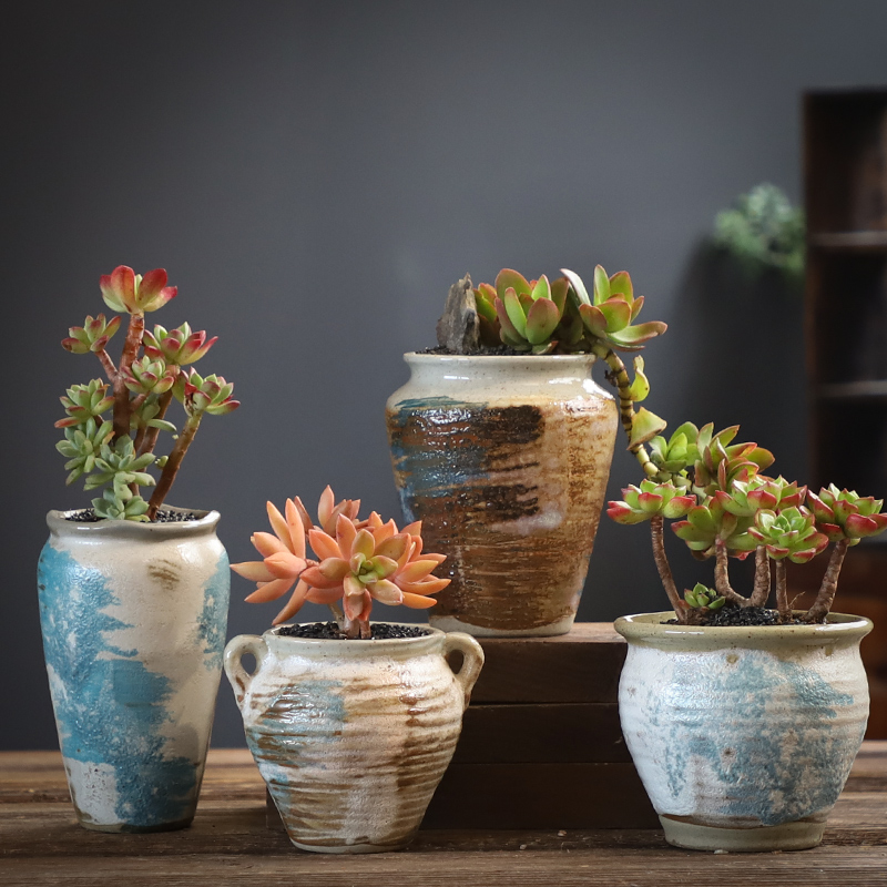 Fleshy flowerpot combination suit large creative move coarse pottery breathable flesh old running the restoring ancient ways is a flower pot special offer a clearance