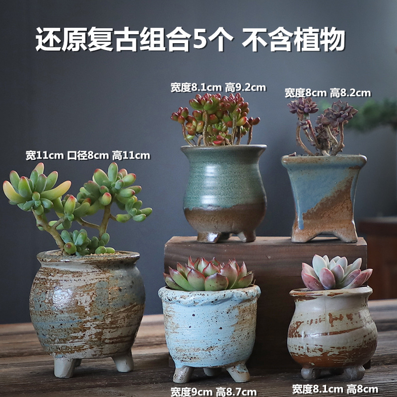 The Fleshy special offer a clearance of creative move coarse pottery flowerpot ceramic old running the breathable meat meat the plants flower pot in large caliber