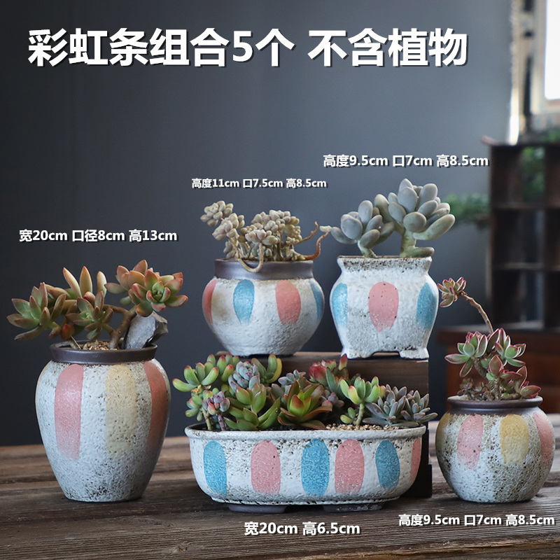 The Fleshy special offer a clearance of creative move coarse pottery flowerpot ceramic old running the breathable meat meat the plants flower pot in large caliber