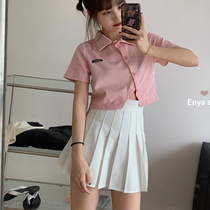 2021 new College Wind White Hundred Pleats Skirt Summer High Waist Short Skirt Half Body Dress Slim A Character Anti Walk Light Jk Dress