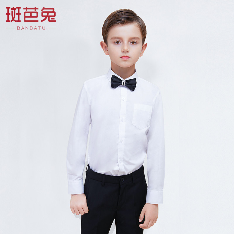 Children's dress shirt boy suit flower girl long-sleeved shirt piano host performance in the big boy British student