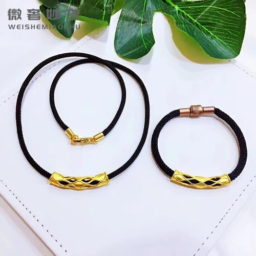 Золотой браслет, изогнутая трубка, ручка, комплект, золотое ожерелье, 3D