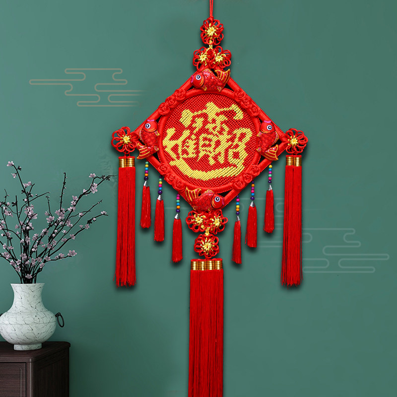 Chinese knot hanging decoration living room lucky money porch Fu word housewarming high-end gift home background wall Spring Festival decoration