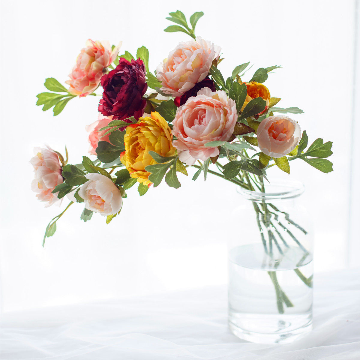 Simulation Mudan Flower Peony Flowers Bouquet Wedding home Living room Floor Decoration Dry Flowers Fake Flowers floral flower arrangement pendulum pieces