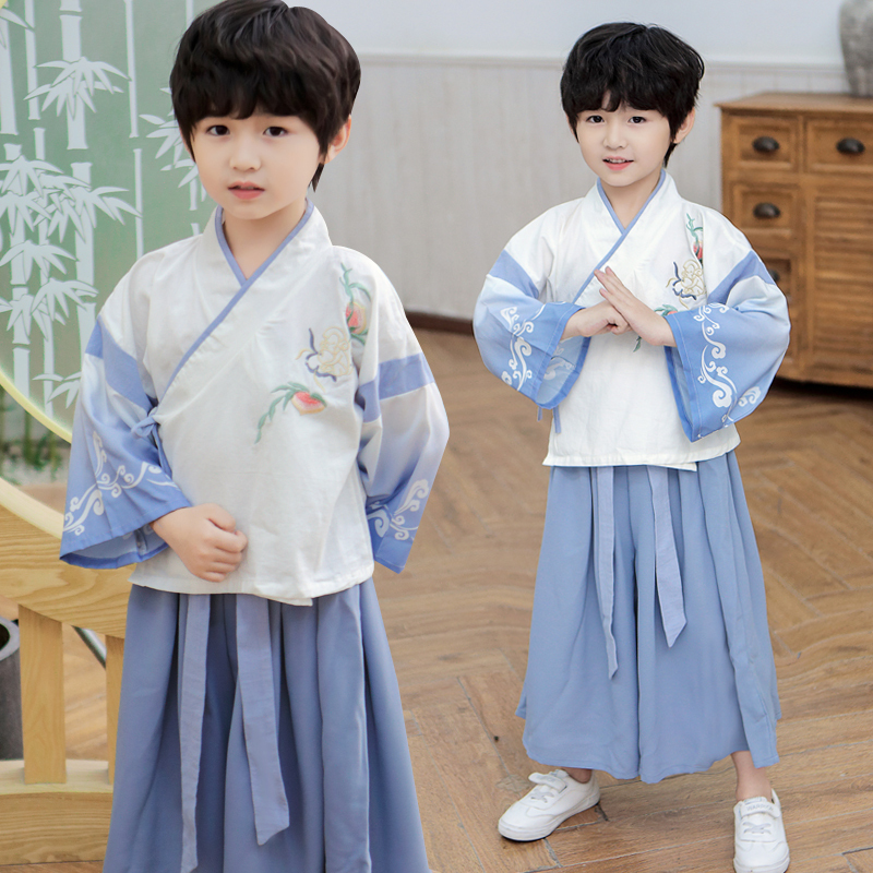 Boys Tang Suit for Kids Hanfu boy Chinese fashion season baby Chinese ancient costume master clothing children ancient style suit kindergarten performance Costume