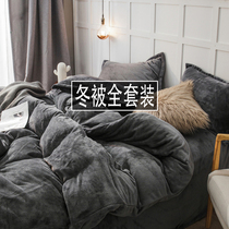 Quilt cover quilt core suit plus suede winter quilt with thickened warm coral suede cotton quilted by single dormitory quilt complete set of complete set