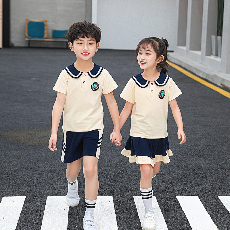 Kindergarten Garden Uniform Summer Clothing Graduation Photo Performance Clothing Children Class Clothes Elementary School Students School Uniforms Summer Navy Wind Clothing