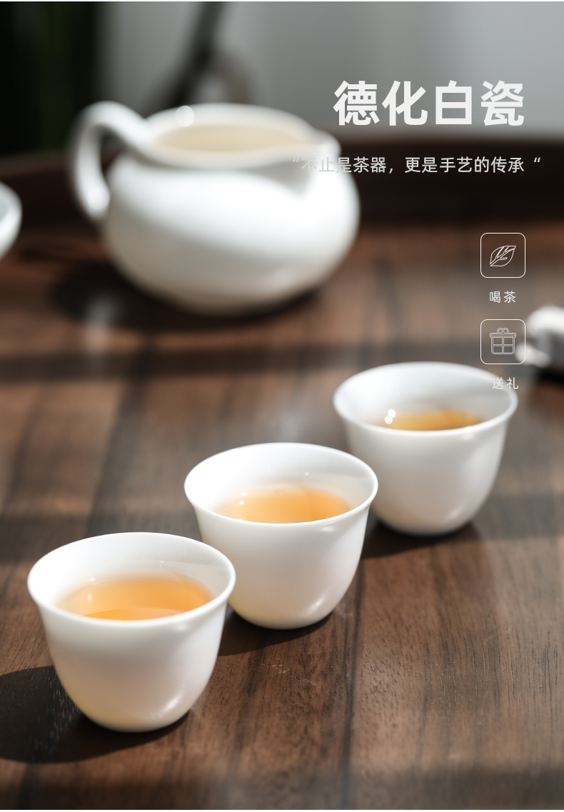 The Sioux ceramic white porcelain kung fu tea set combination of high - grade a rectangle bamboo tea tray was home office to receive a visitor