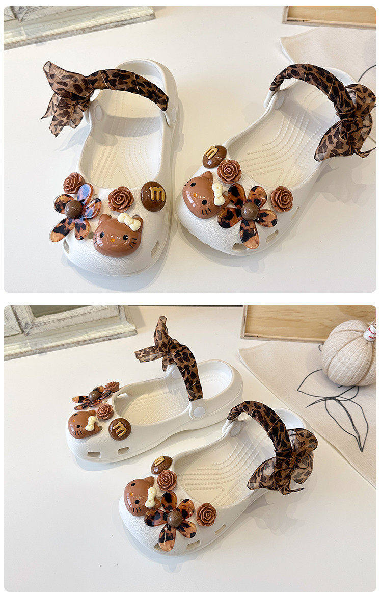 Official Brand Girls' Clogs Kt Cat 2026 Summer Children's Ballet Shoes Girls' Sandals Soft-Soled Beach Shoes — 23
