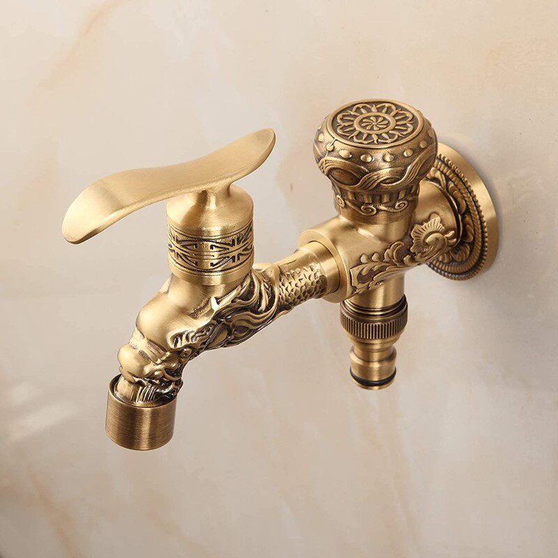 Imitation ancient full copper thickened tap washing machine Single hot and cold outdoor gardening Anti-frost double use mop pool control valve