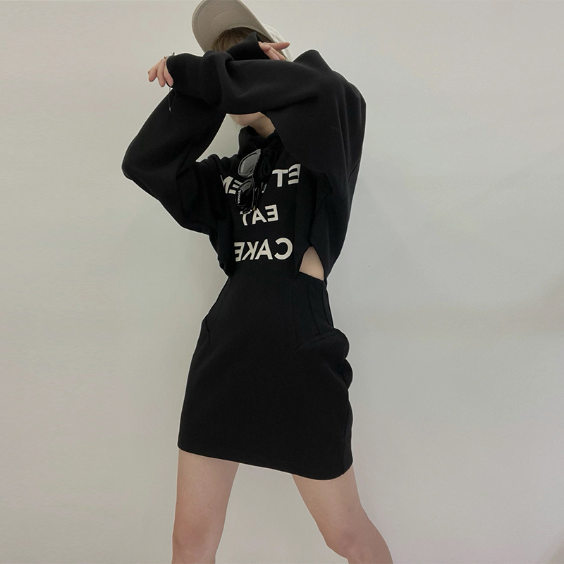 2021 fall new women's clothing small sub-display high net red temperament frietypants thick cotton T dress fashion foreign dress