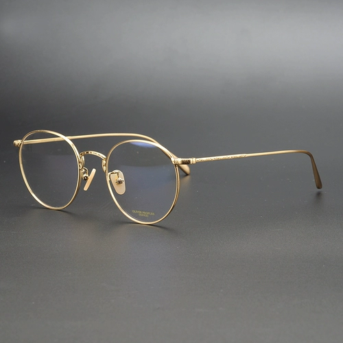 Японский золотой шелковой край вырезал маленькие литературные очки круглый ультра -светлый чистый титановый ретро -каркас мужчина и женщины прилив тонкую форму лица