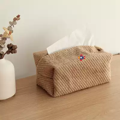 Japanese cotton linen fabric tissue box simple homestay concave shape sanitary carton storage bag creative home living room table