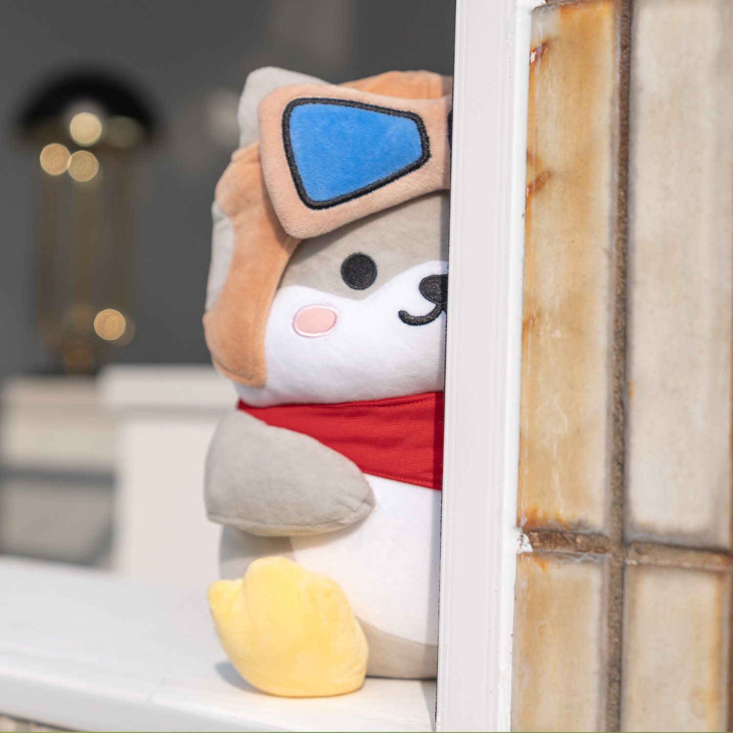 Fishing prohibited QUIN official pilot doll dog head toy plush cute gift doll creative doll