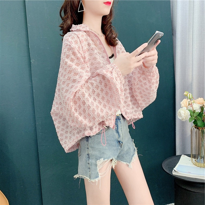 2026 Summer New Korean Style Super Popular Short Sunscreen Shirt Hollow Breathable Stand Collar Long Sleeve Top Jacket Trendy 2026 Summer New Korean Style Super Popular Short Sunscreen Shirt Hollow Breathable Stand Collar Long Sleeve Top Jacket Trendy